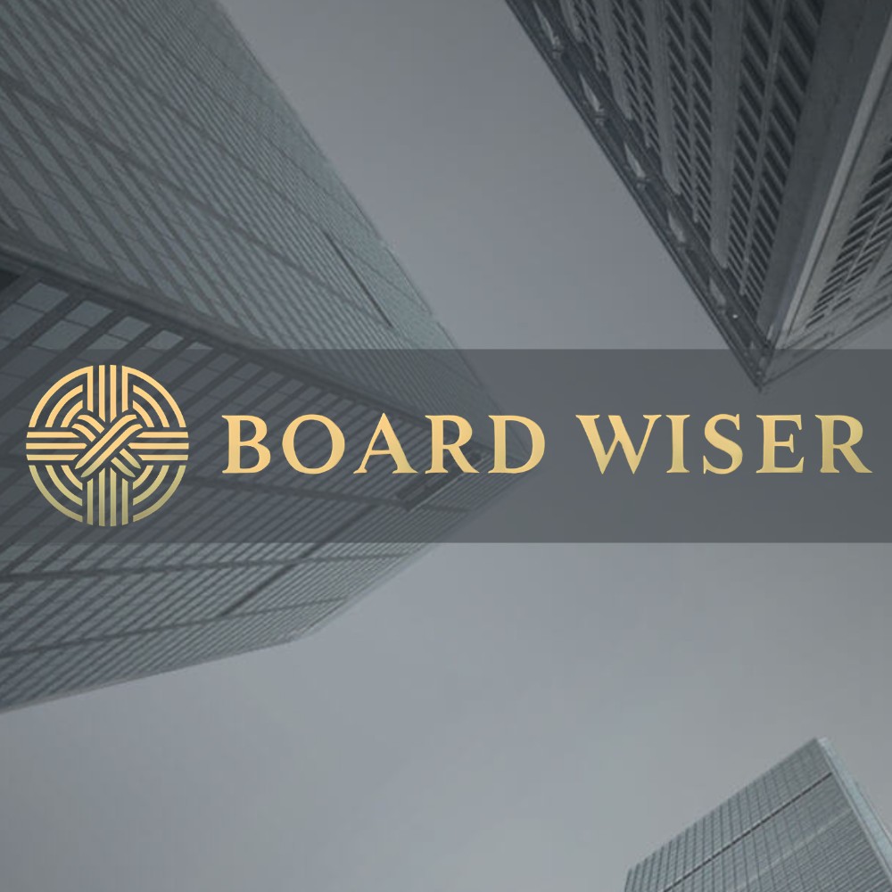 Board Wiser Logo med skyskrapor i bakgrunden